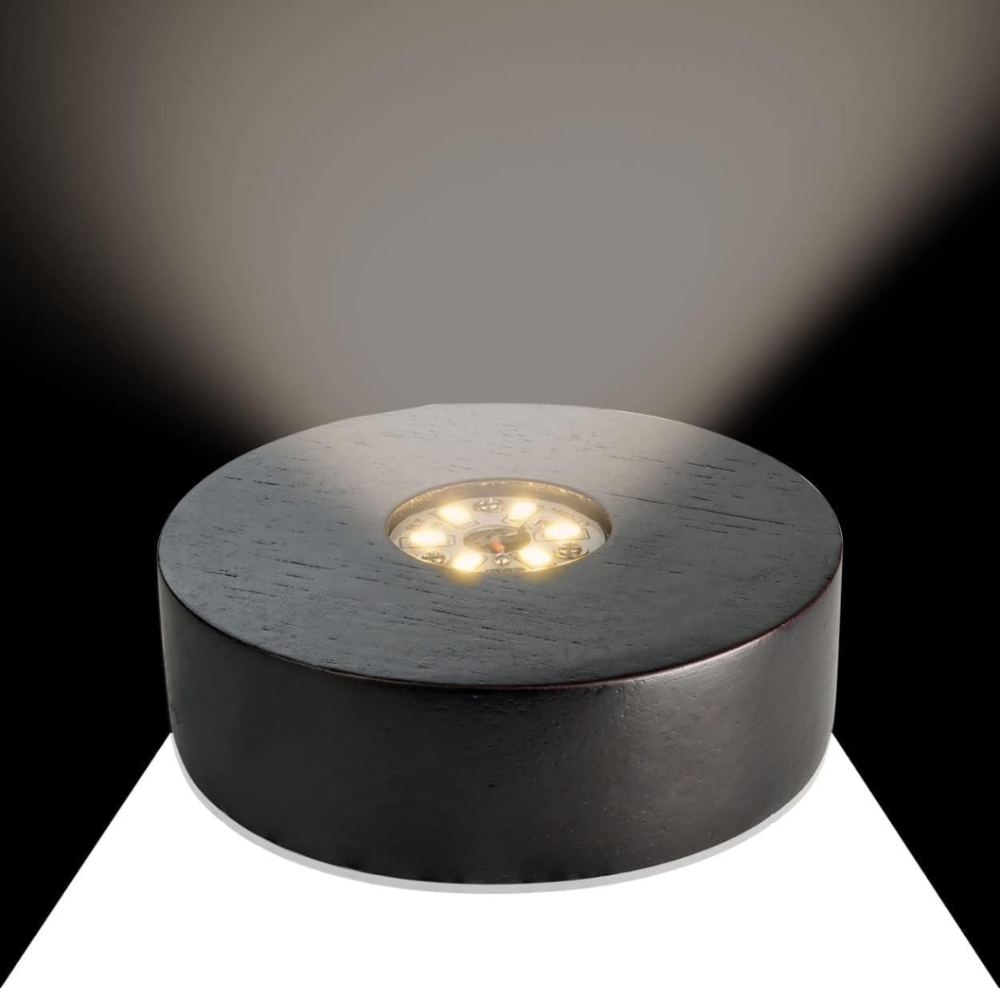 🔸🖼️🔸NIB Compact Solid Oak Dark Mahogany Corded Art Vase Light Display Stand